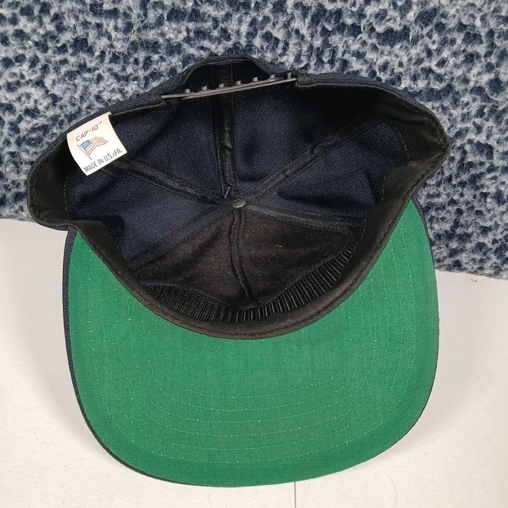 Vintage USS Flint AE-32 Navy Blue Snapback Hat Military Made in USA